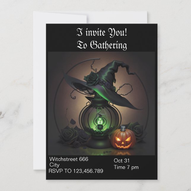 Einladung von Witchy Halloween-Party (Vorderseite)