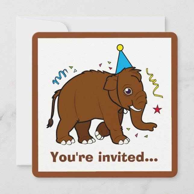 Einladung von Wollmammut zum Geburtstag (Vorderseite)