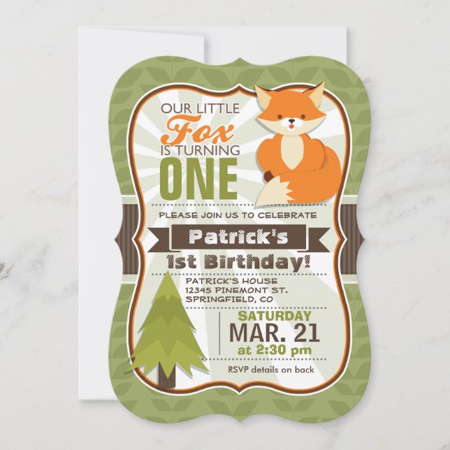 Einladung von Woodland Fox zum Geburtstag (Vorderseite)