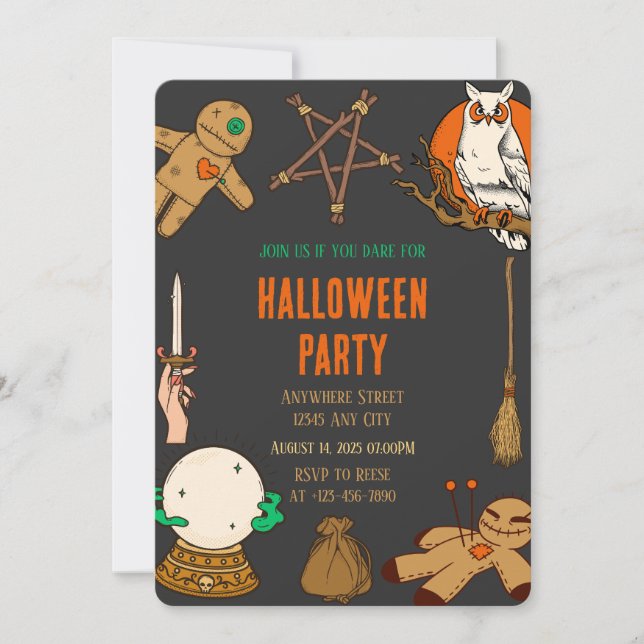 Einladung von Woody Hexenkunst Halloween-Party (Vorderseite)