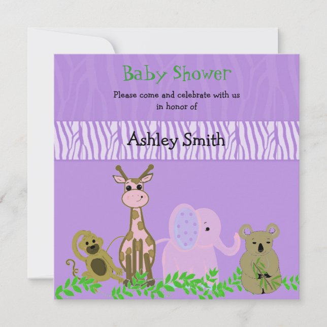 Einladung von Zoo Animal Baby Shower (Vorderseite)