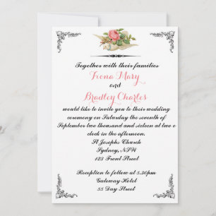 Einladung von zwei Doves zur Hochzeit Vintag