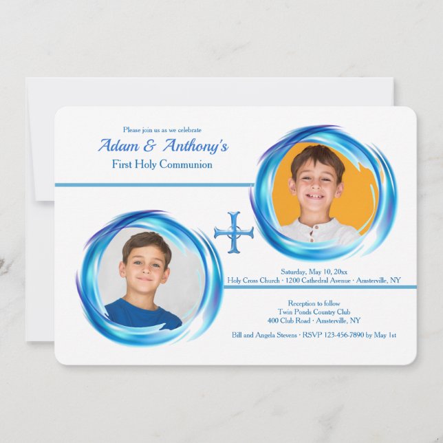 Einladung von zwei Jungen zum religiösen Foto (Vorderseite)