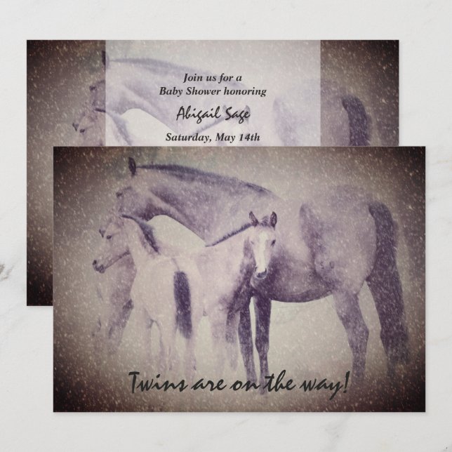 Einladung von Zwillingsfoals in Snow Horse Baby Sh (Vorne/Hinten)