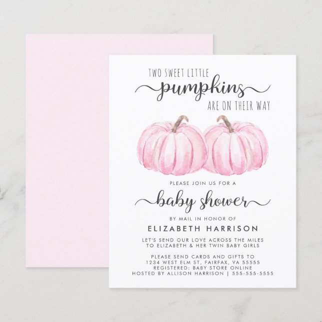 Einladung von Zwin Baby Girls Pumpkin Dusche per M (Vorne/Hinten)