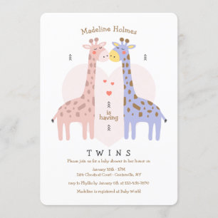 Einladung von Zwin Giraffes Baby Dusche
