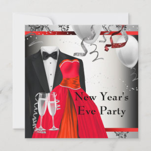 Einladung Vorlage für eine Black Tuxedo Red Dress 