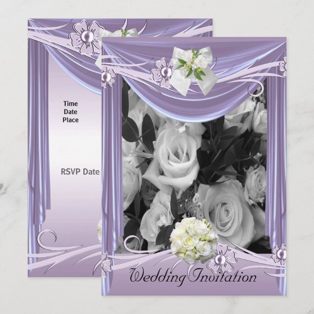 Einladung Wedding Lilac Mauve Floral (Vorne/Hinten)