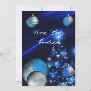 Einladung Weihnachten Christmas Party Blue Balls X