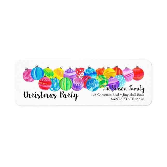 Einladung Weihnachts-Party Aquarell-Label (Vorne)