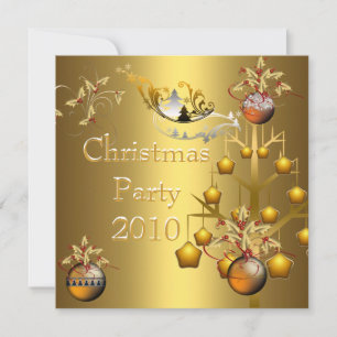 Einladung Weihnachts-Party Gold Xmas