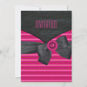 Einladung Wild Pink Schwarz-weiß Retro