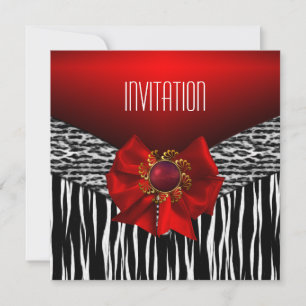 Einladung Wild Red Schwarz-weiß