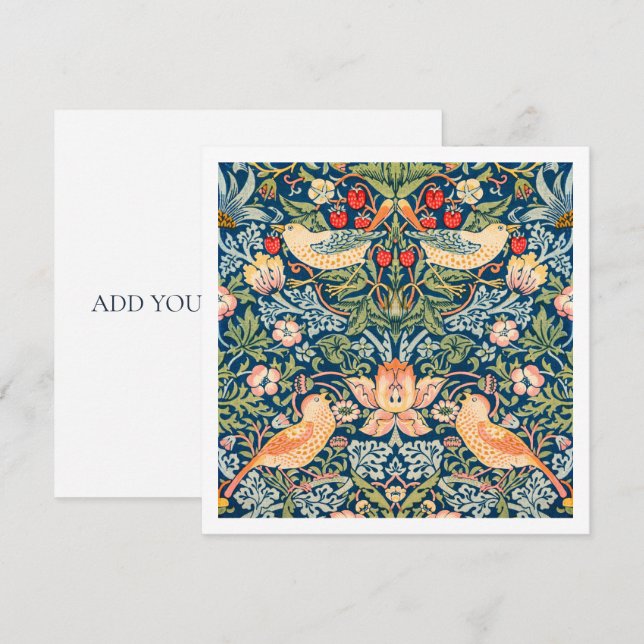 EINLADUNG: WILLIAM MORRIS : STRAWBERRY THIEVES EINLADUNG (Vorne/Hinten)