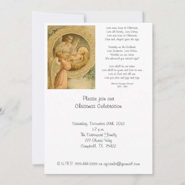 Einladung (Zitat): Liebe kam unten am Weihnachten (Vorderseite)