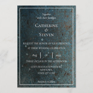 Einladung zu Aquamarinen Hochzeiten in Blau, Gold 
