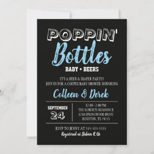 Einladung zu Baby & Beer Dusche   Schwarz & Blau