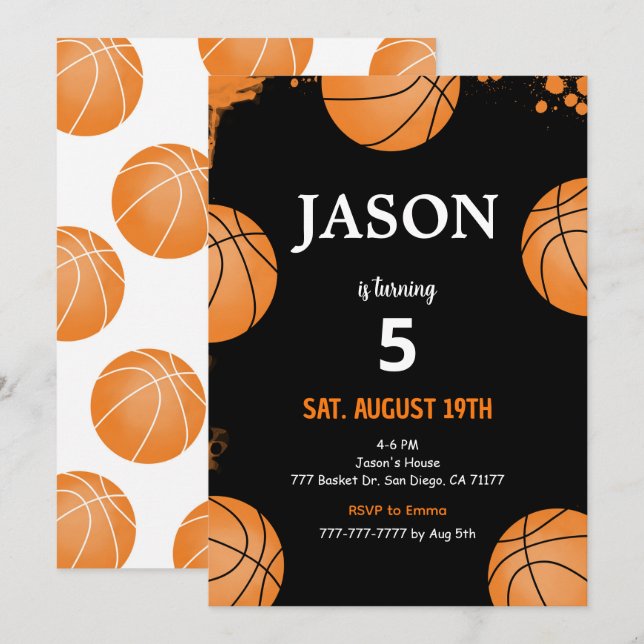 Einladung zu Black Basketball (Vorne/Hinten)