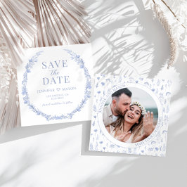 Einladung zu Blue Wildblume Save the Date Foto