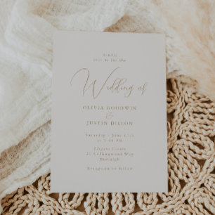 Einladung zu Champagner & Gold Script Hochzeitsfei