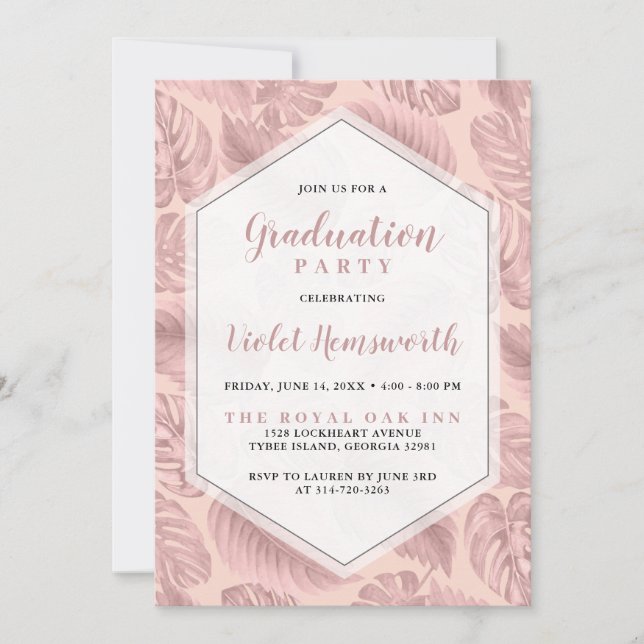 Einladung zu einem rosa tropischen geometrischen A (Vorderseite)