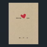 Einladung zu einer einfachen Herzhochzeit<br><div class="desc">Einfaches Herzdesign in Rot auf Brown Kraft Wedding Einladung.</div>