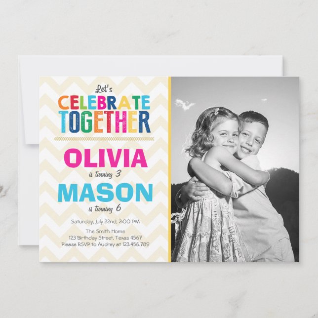 Einladung zu einer gemeinsamen Geburtstagsparty (Vorderseite)