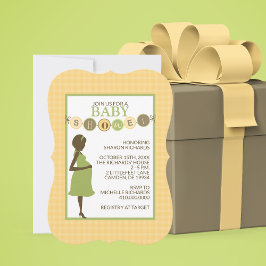 Einladung zu einer grünen und gelben Babydusche