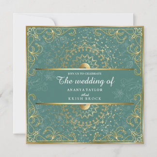 Einladung zu einer grünen und goldenen Hochzeit