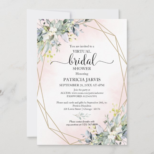 Einladung zu geometrischen virtuellen Brautpartys  (Vorderseite)