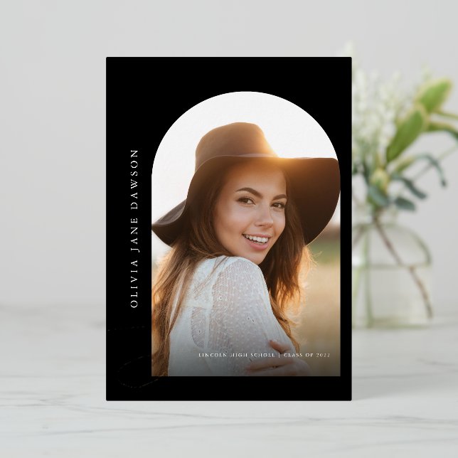 Einladung zu Gold Script Abschluss Foil (Stehend vorne)