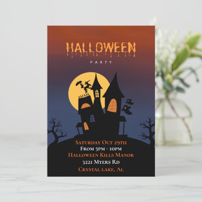 Einladung zu Halloween Spuk House (Stehend Vorderseite)