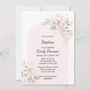 Einladung zu hellrosa Taufe