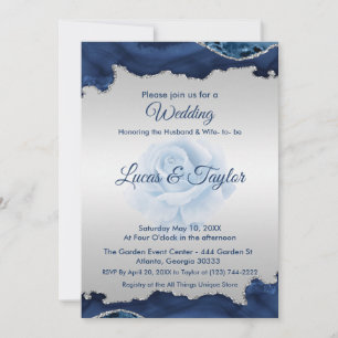Einladung zu Hochzeiten in Blau und Silber