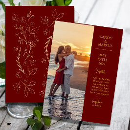 Einladung zu Hochzeiten in Burgund und Gold Foto