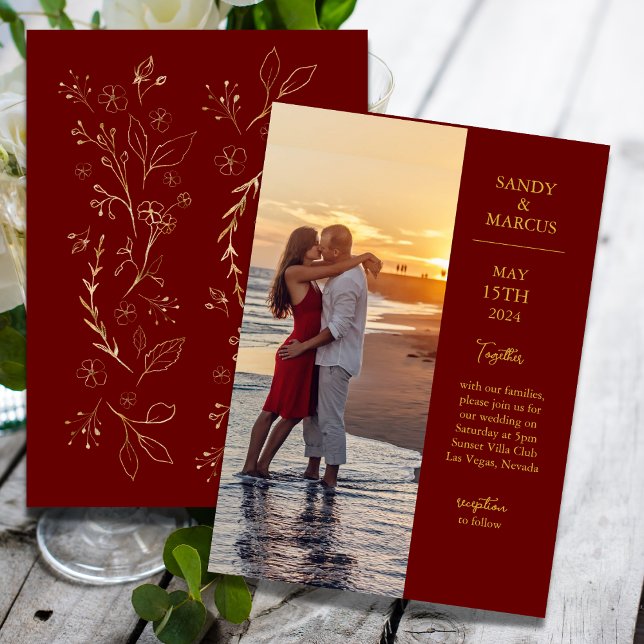 Einladung zu Hochzeiten in Burgund und Gold Foto (Von Creator hochgeladen)