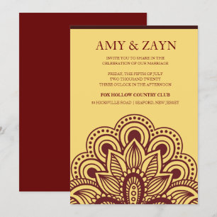 Einladung zu Hochzeiten in Gold und Burgund