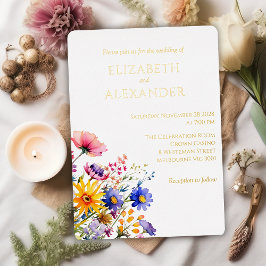 Einladung zu Hochzeiten von Wildblumen und Goldfoh