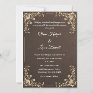 Einladung zu Luxury Brown & Gold Hochzeit
