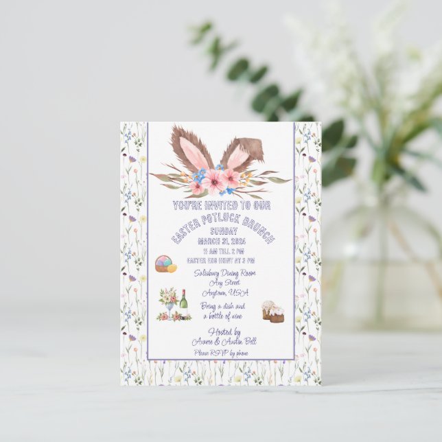 Einladung zu Ostern Potluck Brunch (Stehend Vorderseite)