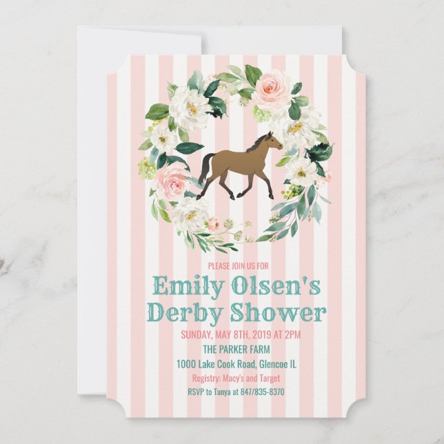 Einladung zu Pferdeblumen Derby Bridal Dusche (Vorderseite)