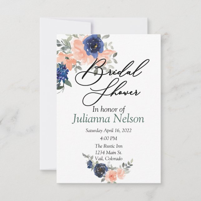 Einladung zu Pfirsich und Blumen (Vorderseite)