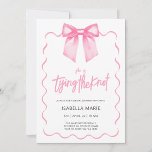 Einladung zu Pink Bow Script Bridal Dusche