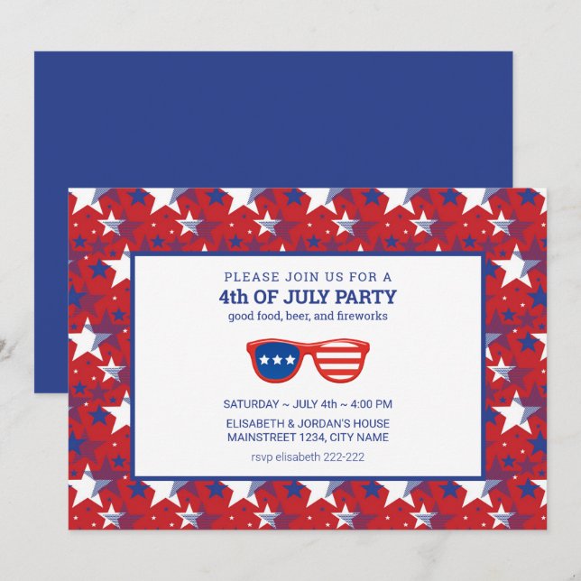 Einladung zu Red Blue White Stars (Vorne/Hinten)