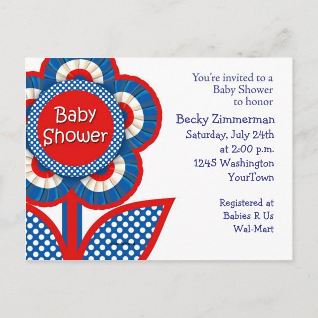 Einladung zu Red, White and Blue Baby Dusche (Vorderseite)