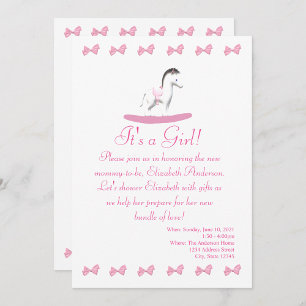 Einladung zu Rosa und Weiß Rocking Horse