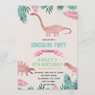 Einladung zu rosafarbenem Dinosaurier