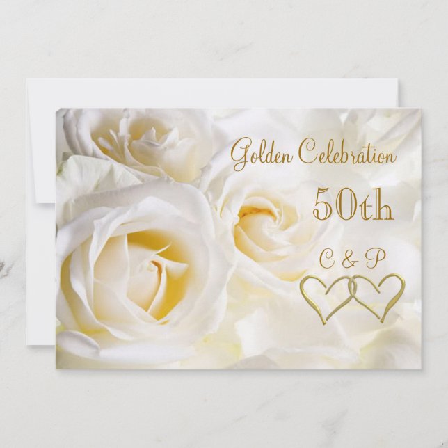 Einladung zu Rosen zum 50. Hochzeitstag (Vorderseite)