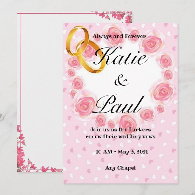 Einladung zu Rosenhochzeiten (Vorne/Hinten)