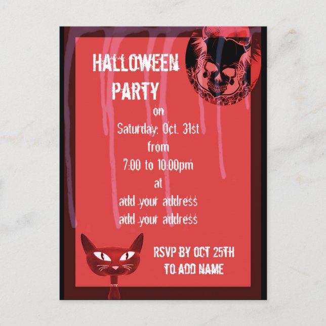 Einladung zu Skull Halloween-Party (Vorderseite)